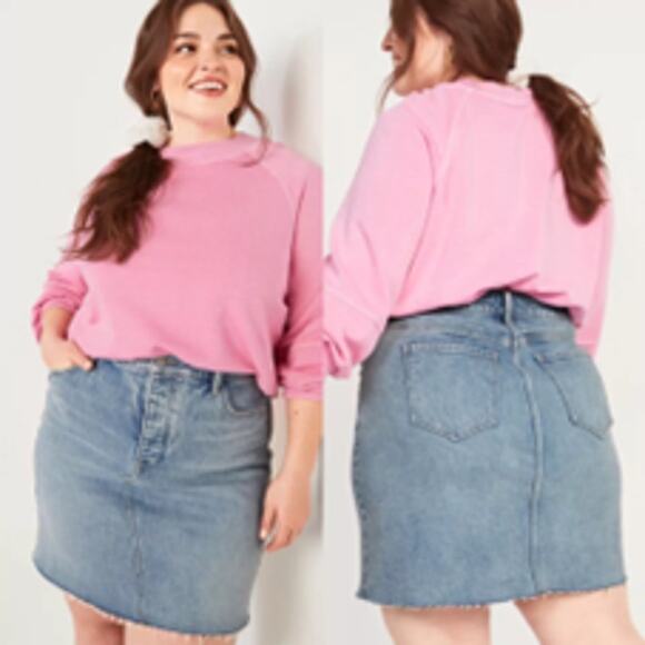 NEW Old Navy Denim Mini Skirt High Rise Secret Slimming Pockets Plus Size 28 - Picture 1 of 14